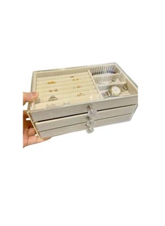 Generic 3-Tier Acrylic Accessories Organizer with Velvet Drawers with Practical Divisions and Luxurious Design 3 Colors Bs (White)  - Image 1