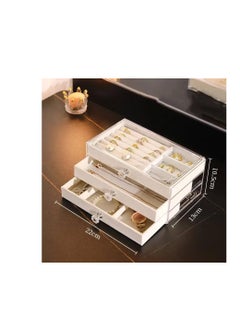 Generic 3-Tier Acrylic Accessories Organizer with Velvet Drawers with Practical Divisions and Luxurious Design 3 Colors Bs (White)  - Image 2