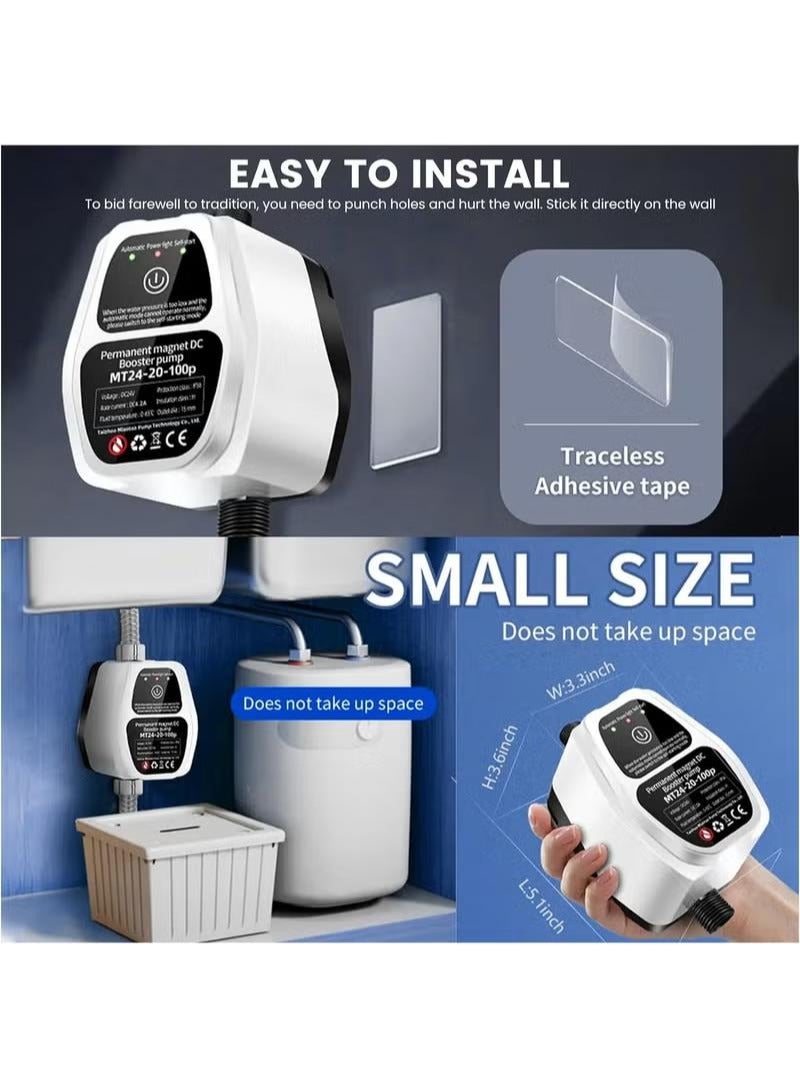 24V Automatic Shower Water Pressure Booster Pump,100W Portable Water Booster Pump Household with Flow Switch for Bathroom Shower/Kitchen/Toilet/Garden - Image 3