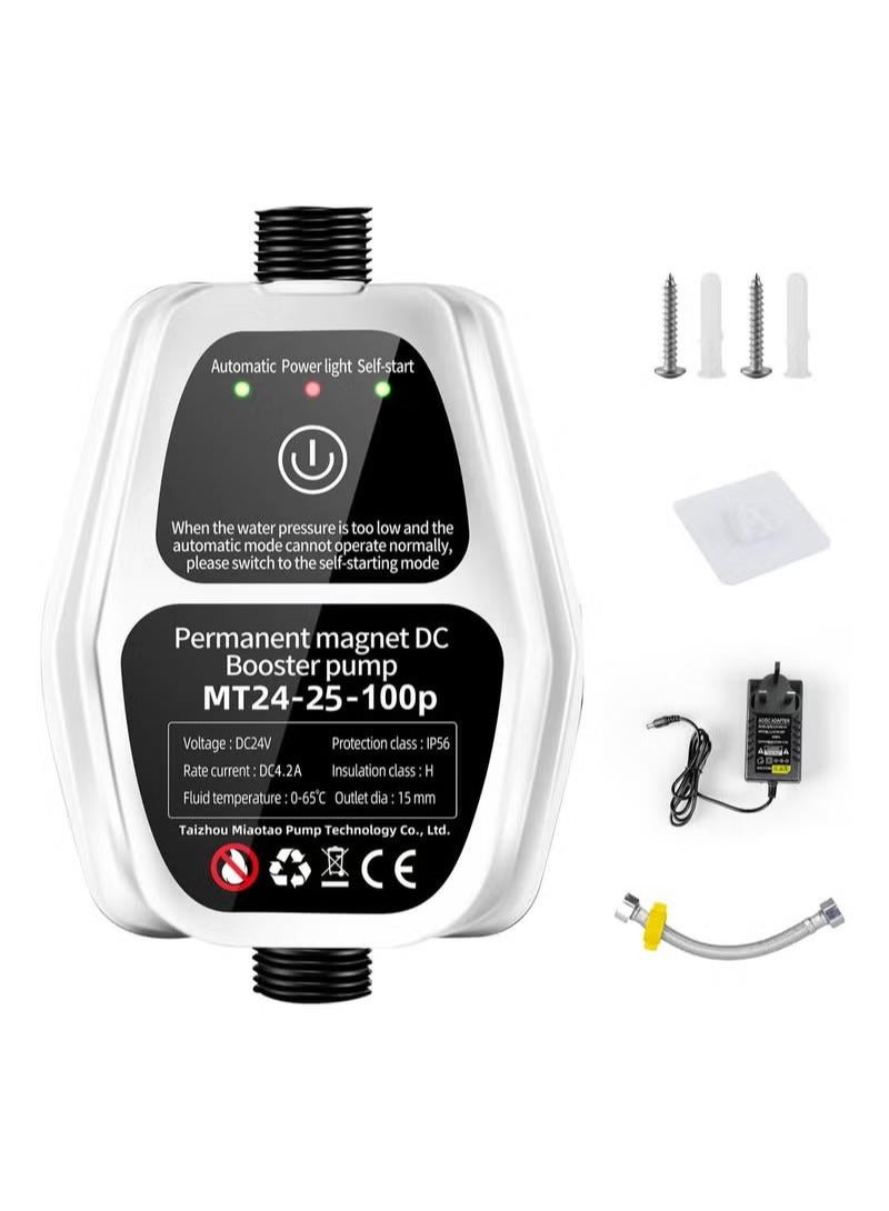 24V Automatic Shower Water Pressure Booster Pump,100W Portable Water Booster Pump Household with Flow Switch for Bathroom Shower/Kitchen/Toilet/Garden - Image 1