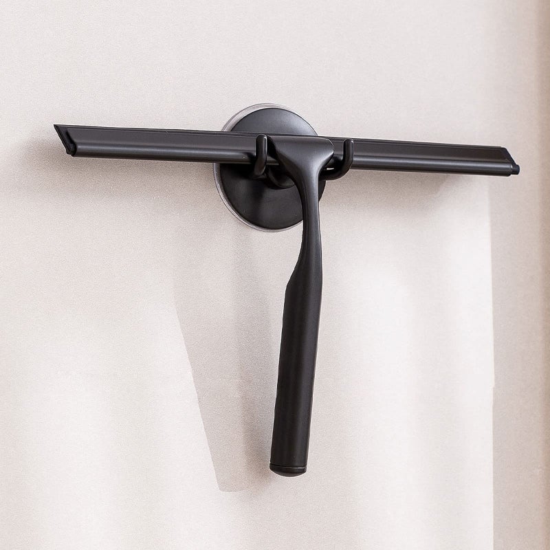 Shower SqueegeeWindow SqueegeeStainless Steel Shower Screen Wiper with Strong Suction Hook for BathroomKitchenMirrorCarWindow and Glass Cleaning10Black