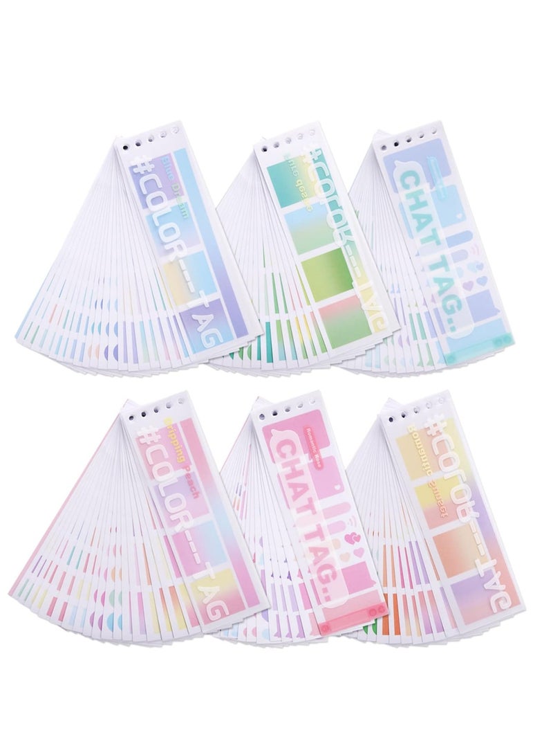 Zikra Sticky Index Tabs for Notebooks, 120 Sheets Gradient Sticky Tabs, Adhesive File Flag Tabs, Multi-Pattern Index Tabs for Books, 6 Colors Writable Repositionable Book Tabs, for Page Markers - Image 1