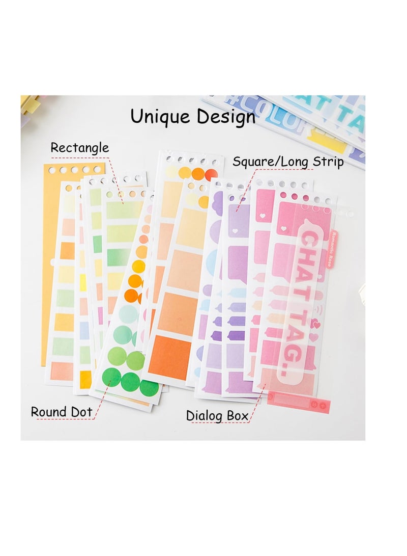 Zikra Sticky Index Tabs for Notebooks, 120 Sheets Gradient Sticky Tabs, Adhesive File Flag Tabs, Multi-Pattern Index Tabs for Books, 6 Colors Writable Repositionable Book Tabs, for Page Markers - Image 2