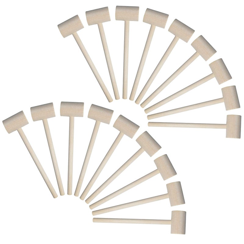 18 Pieces Mini Wooden Hammers Gavel Toy for Kids Natural Wood Crab Lobster Seafood Mallets