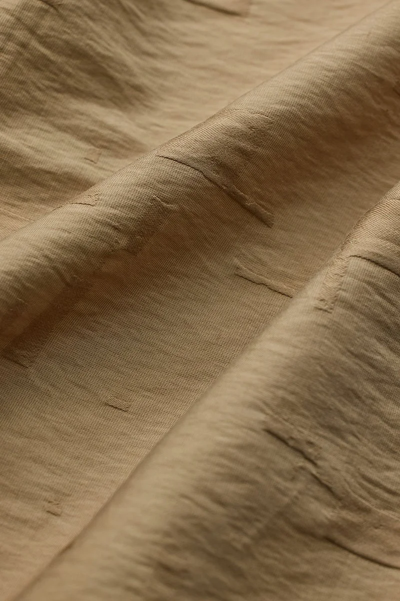 سنيتش Beige Textured Long Sleeve Slim Fit Luxe Shirt