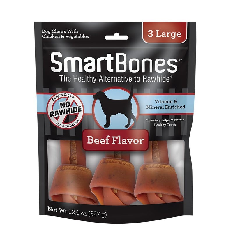 SmartBones Large Chews With Real Beef, Rawhide-Free Chews For Dogs, 3 Count - Image 1