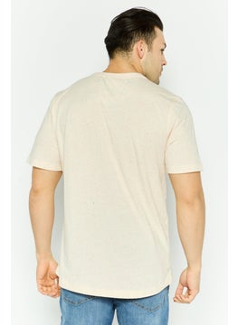 Project Essentials Men Crew Neck Short Sleeve Textured T Shirt, Beige  - Image 3