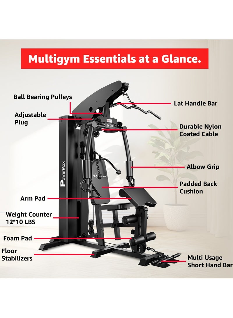 PowerMax Fitness PowerMax Fitness GH-350 Multifunction Home Gym | 73kg Weight Stack | Adjustable Weight | Max User Wt: 220kg |Strength Training Equipment|All-in-One Workout Station  - Image 5
