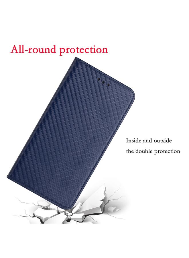 S-TOP Case For OPPO A16 Carbon Fiber Texture Flip Holder Leather Phone Case - Image 5