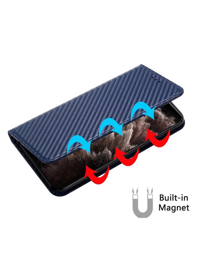 S-TOP Case For OPPO A16 Carbon Fiber Texture Flip Holder Leather Phone Case - Image 4