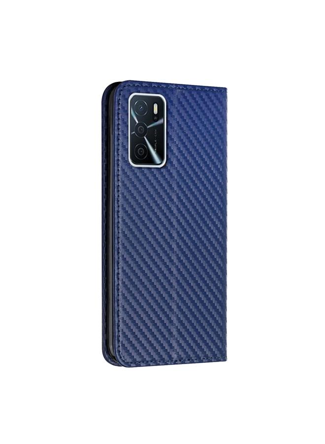 S-TOP Case For OPPO A16 Carbon Fiber Texture Flip Holder Leather Phone Case - Image 3