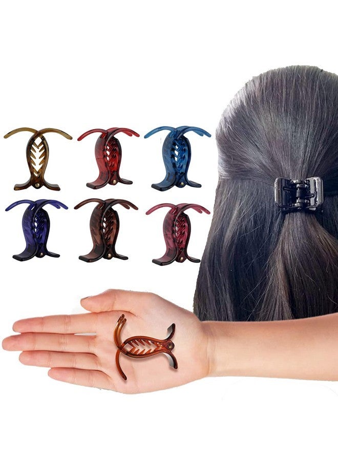 بيردوير مشابك شعر على شكل فراشة متوسطة الحجم متعددة الألوان مصنوعة من مادة الأكريليك المستوردة للنساء (6 قطع، متعددة الألوان) | مشابك شعر - Image 1