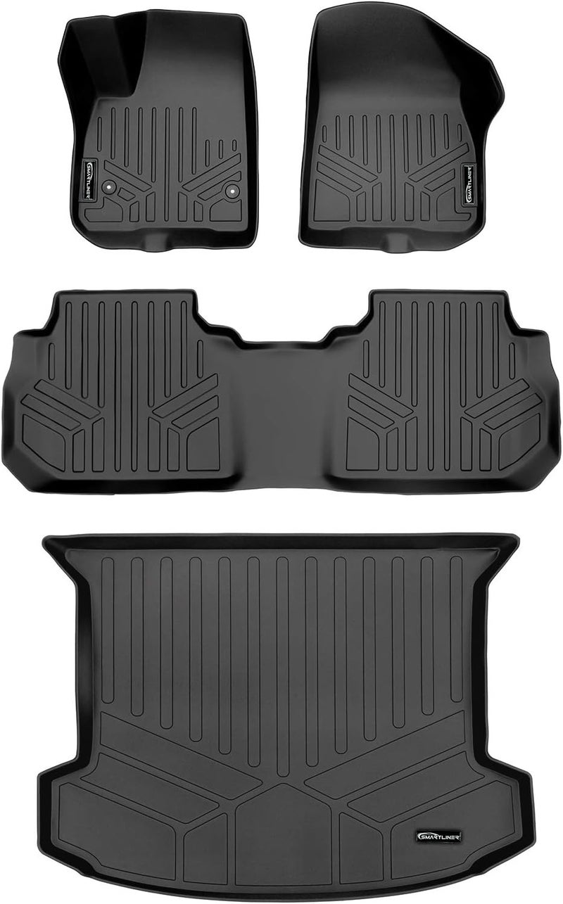 SMARTLINER Custom Fit Floor Mats 2 Rows and Cargo Liner Set Black for 2017-2020 Cadillac XT5 - Image 1