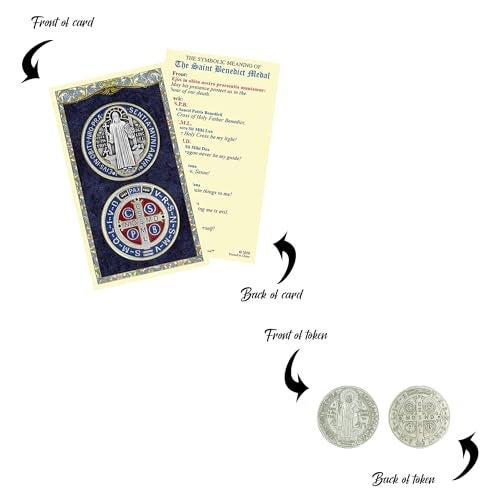 Trendzeen Saint Benedict Holy Card - Italian San Benito Medal Pocket Token, The Lord's Prayer - Laminated Prayer Card, Catholic Token - St Benedict of Nursia Themed Set - 3 Items - Image 5