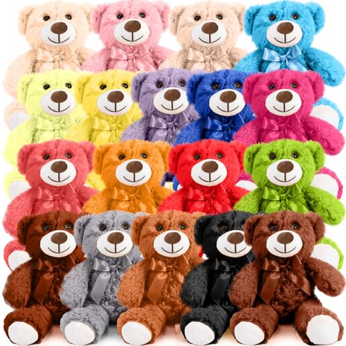 Liliful 18 Pcs 14 Inch Valentines Bear Stuffed Animals Toys Bulk Baby Shower Soft Plush Bear Gifts for Valentines Birthday Party Favor Wedding Multicolor Unisex Plush Toys Vibrant Color - Image 1