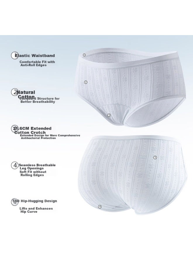 Gujin Pure Cotton Women's Underwear 10a Antibacterial Extended Crotch Mid-waist Breathable Plus Size High Elastic Comfortable Briefs - Image 2