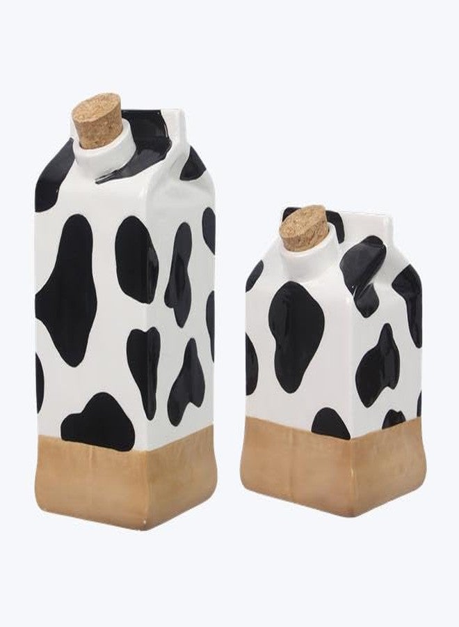 Young's Inc Ceramic Cow Vase, Boho Style Vases for Flowers, Minimalist Vases for Centerpieces, Entryway, Home Decor, Table, Living Room Decor, Shelf Décor (Set of 2) - Image 1
