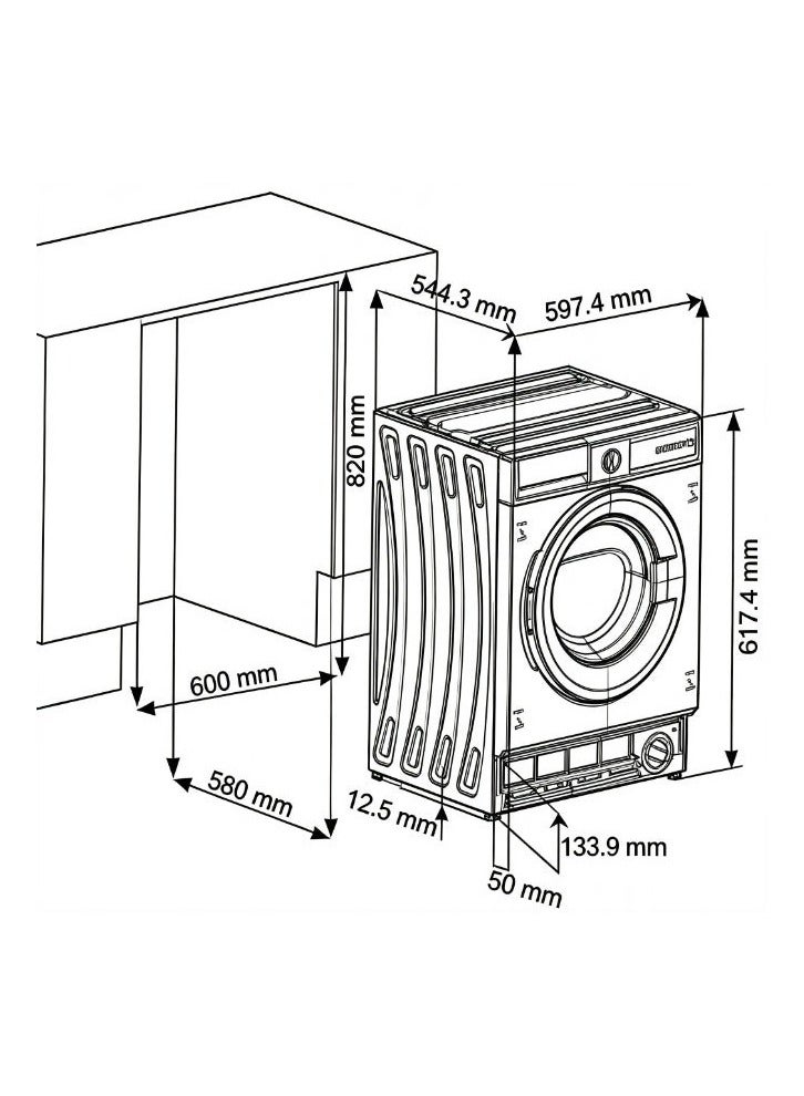 CM 1249T2 60cm Built-In Washing Machine – 7KG Capacity with LED Display, 15 Programs & A++ Energy Efficiency - Image 3