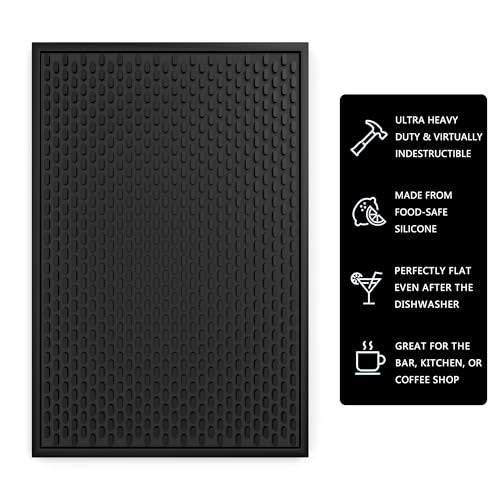 AXIESO 2 Pack Silicone Bar Mat - 1/2 Inch Thick Heat-Resistant and Food Safe Drip Mat - Spill Mats for Counter Top - Kitchen Service Mat, Coffee Bar, Restaurant - Drying Mat - 18 x 12 Inches - Image 2