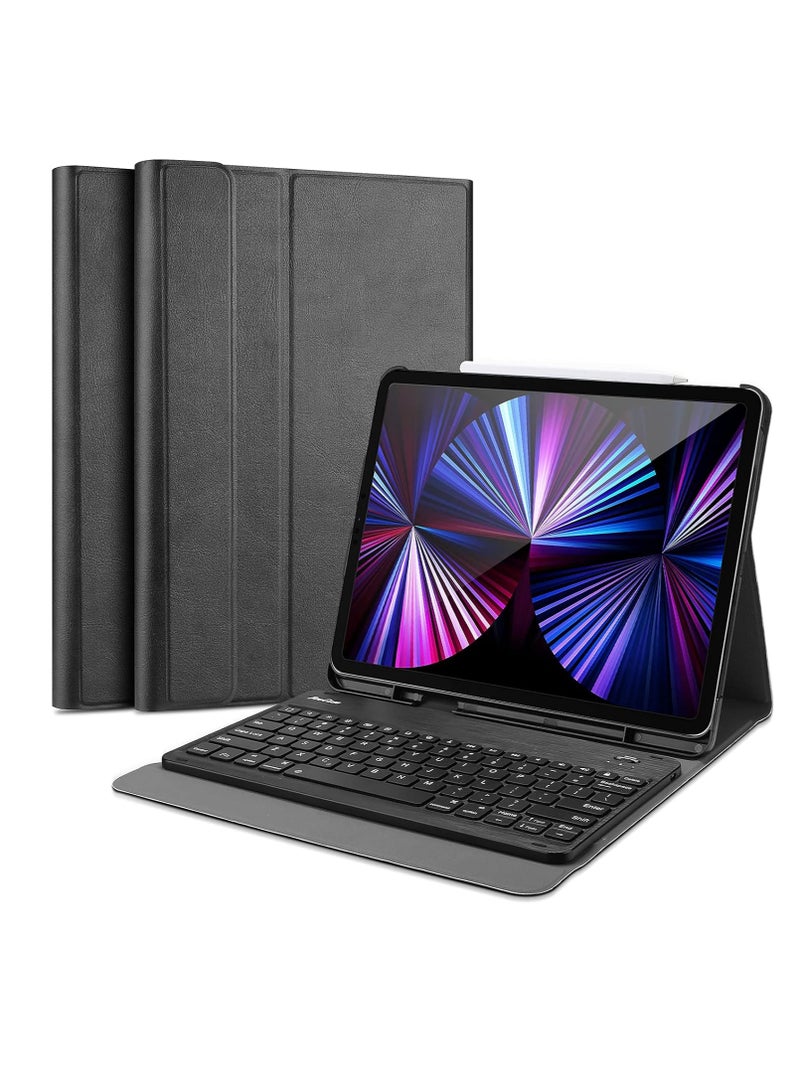 Procases iPad Pro 11 Keyboard Case 2022 2021 2020 2018 Slim Shell Lightweight Cover with Magnetically Detachable Wireless Keyboard Black - Image 1