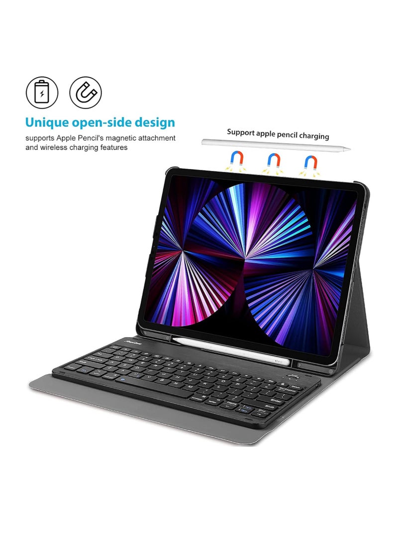Procases iPad Pro 11 Keyboard Case 2022 2021 2020 2018 Slim Shell Lightweight Cover with Magnetically Detachable Wireless Keyboard Black - Image 5