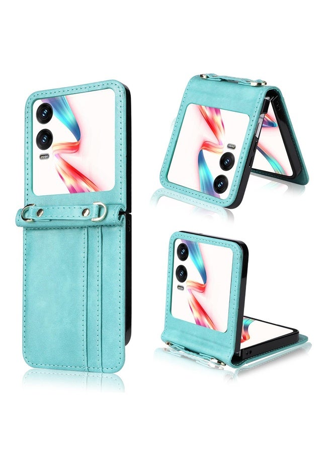 HuHa Case Cover For Infinix Zero Flip Crossbody Card Bag PU Folding Phone Case(Green) - Image 1