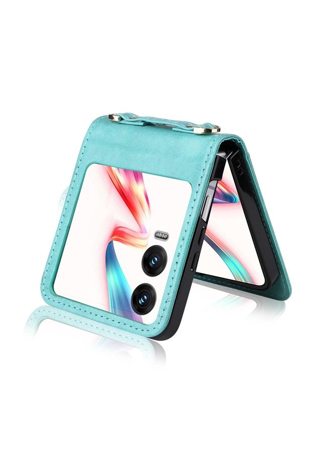 HuHa Case Cover For Infinix Zero Flip Crossbody Card Bag PU Folding Phone Case(Green) - Image 4