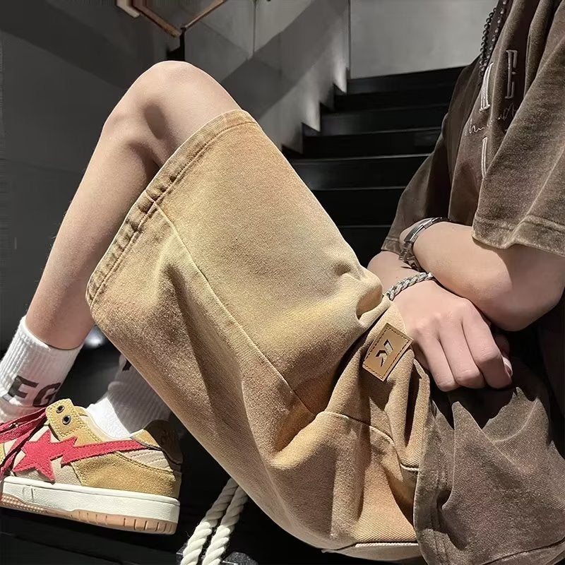 Denim Shorts Boys Summer High-End Sense Ins Trendy Brand American Retro Trendy Casual Straight Five-Point Pants - Image 1