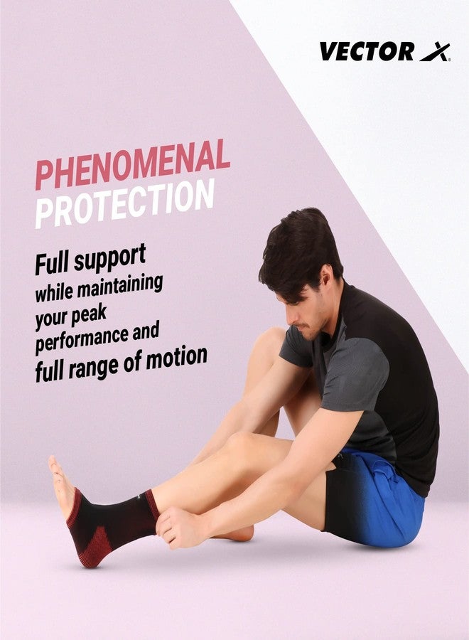 Vector X Foot & Ankle Support/Socks Neoprene Material for Sprained Ankle Compression Sleeve Foot Support for Women & Men Stabilizing for All Type of Sports (Size - M) Color - Black-Red - Image 5