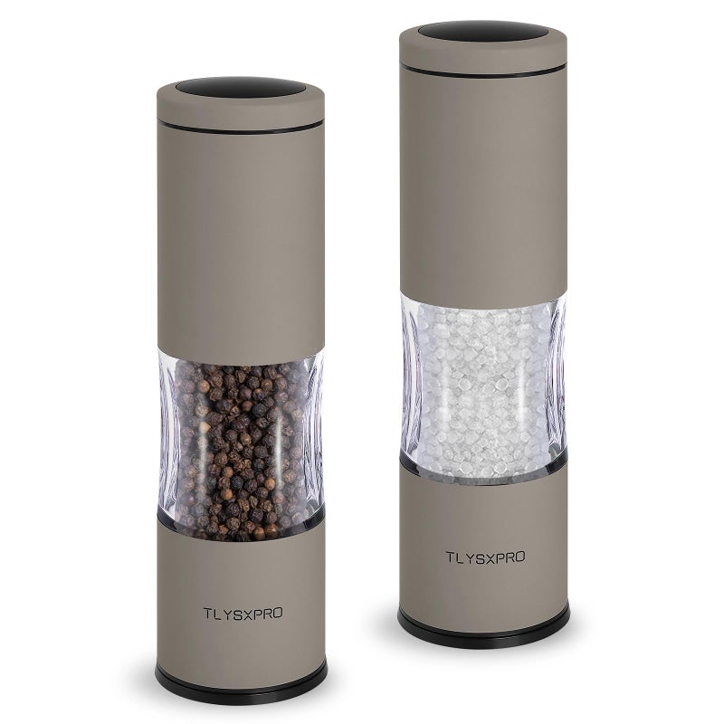 TLYSXPRO Salt and Pepper Grinder Set with Adjustable Coarseness Manual Pepper Mill Grinder with Refillable Design Ceramic Core Kitchen Essential 2 Packs Greige - Image 2