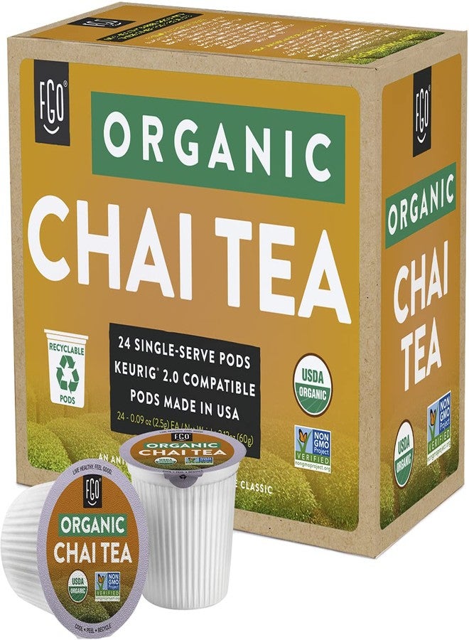 FGO Organic Chai Black Tea K-Cup Pods for Keurig, 24 Count (Pack of 1), Premium Black Tea with Chai Spice is USDA Organic, Non-GMO, & Recyclable with Naturally Occurring Caffeine - Image 2