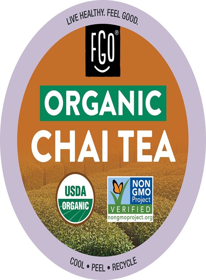 FGO Organic Chai Black Tea K-Cup Pods for Keurig, 24 Count (Pack of 1), Premium Black Tea with Chai Spice is USDA Organic, Non-GMO, & Recyclable with Naturally Occurring Caffeine - Image 1