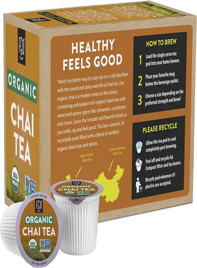 FGO Organic Chai Black Tea K-Cup Pods for Keurig, 24 Count (Pack of 1), Premium Black Tea with Chai Spice is USDA Organic, Non-GMO, & Recyclable with Naturally Occurring Caffeine - Image 3