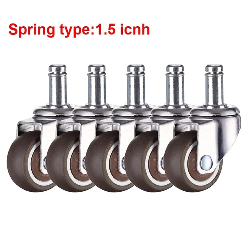 5Pcs 1 5 Inch Spring Type Soft Rubber TPE Swivel Caster Wheels For Office Chair Furniture Replacement - Image 3