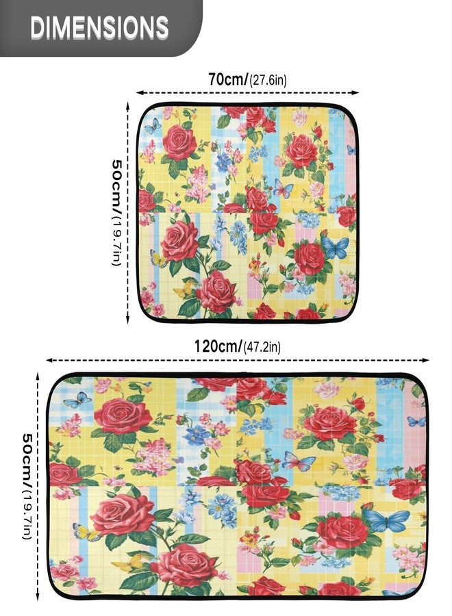 Eionryn Rose Flower Butterfly Kitchen Mats Kitchen Rugs Runner Laundry Rug Non Slip Floor Door Mats Soft Doormats Carpet Home Decor Set of 2 - Image 3