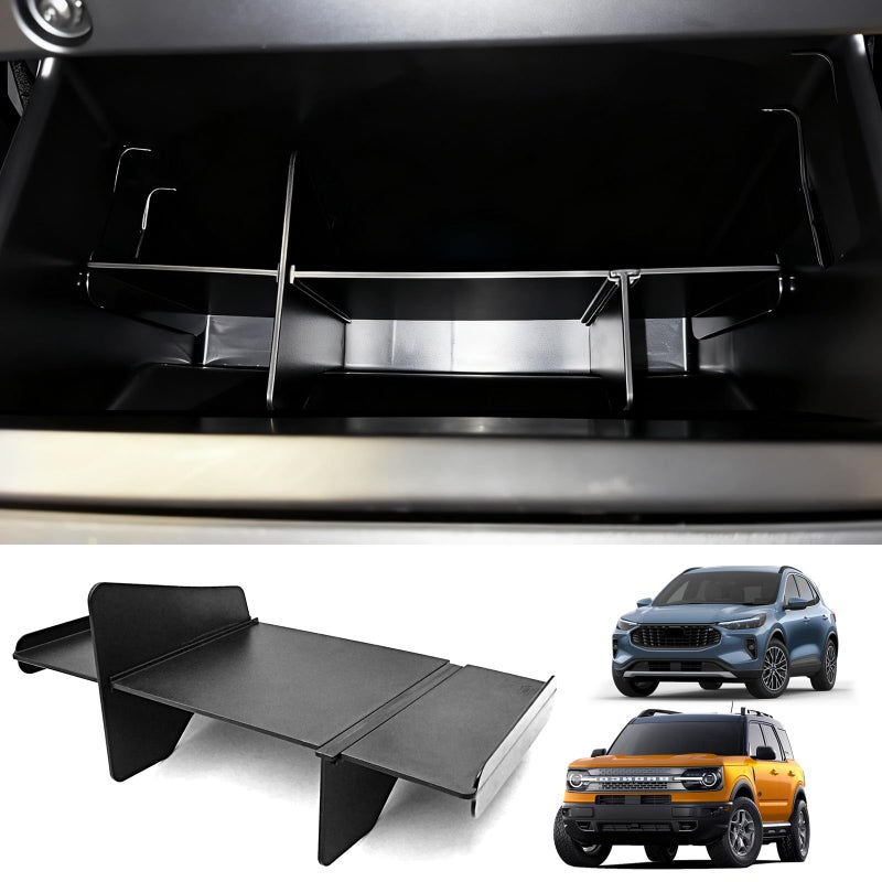 JLQP Upgrade Glove Box Dividers Organizer for Ford Bronco Sport 2021-2026/Ford Escape 2020-2026 Accessories,Car Glove Box Organizer Divide Space ABS Storage Classification Accessories(Not Fit Bronco Model) - Image 1