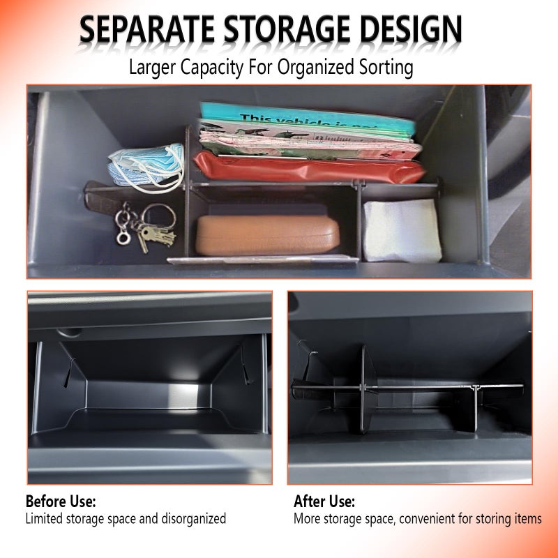 JLQP Upgrade Glove Box Dividers Organizer for Ford Bronco Sport 2021-2026/Ford Escape 2020-2026 Accessories,Car Glove Box Organizer Divide Space ABS Storage Classification Accessories(Not Fit Bronco Model) - Image 3