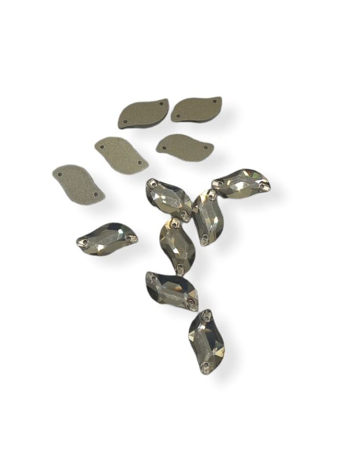 12-Piece Flat Back Sew on Eye Shaped Fancy Glass Crystal Sewing for Clothing Dress Decorations 10X20 Millimeter  - Image 2