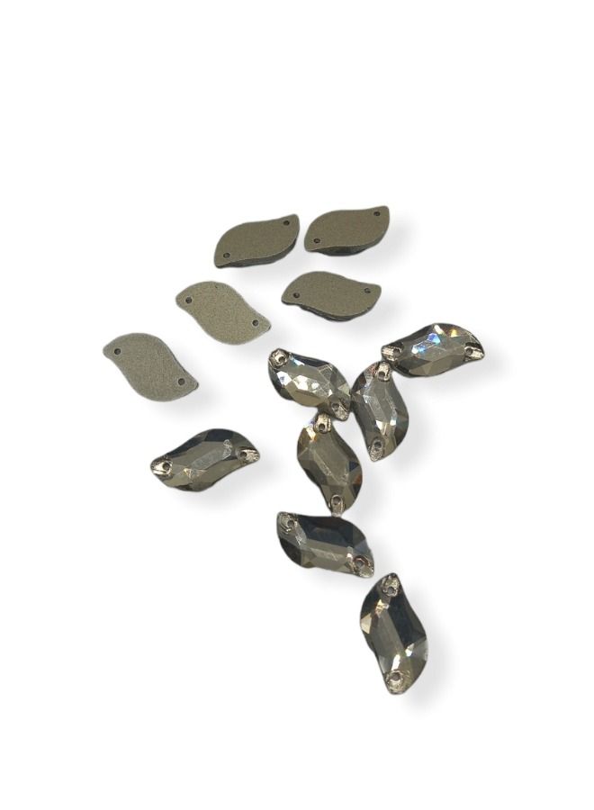 12-Piece Flat Back Sew on Eye Shaped Fancy Glass Crystal Sewing for Clothing Dress Decorations 10X20 Millimeter  - Image 1