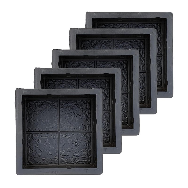 Reyal Black 8x8 Four Square Paver Block Mould 60mm Pack of 5 Black Rubber Mold DIY Cement Mold Interlocking Paver Mould Pathway Mould Marble Paver - Image 1
