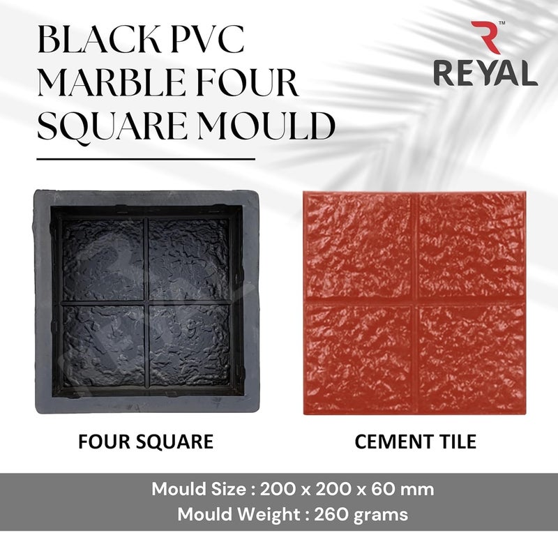Reyal Black 8x8 Four Square Paver Block Mould 60mm Pack of 5 Black Rubber Mold DIY Cement Mold Interlocking Paver Mould Pathway Mould Marble Paver - Image 4