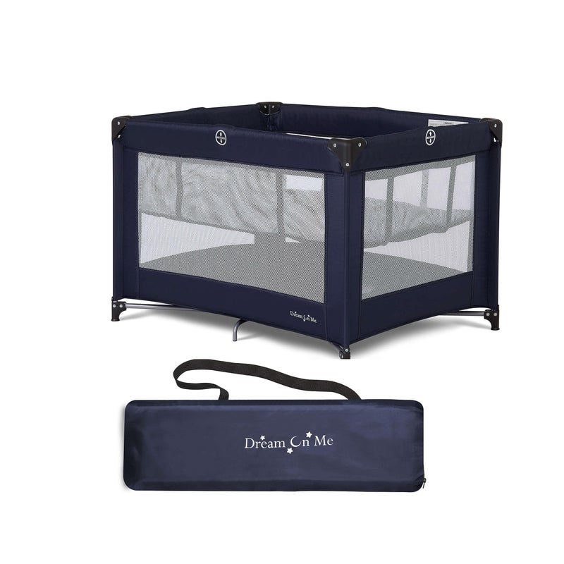Dream On Me Dream On Me Zazzy Portable Playard with Bassinet in Navy Packable and Easy Setup Baby Playard Lightweight and Portable Playard for Baby with Mattress and Travel Bag 