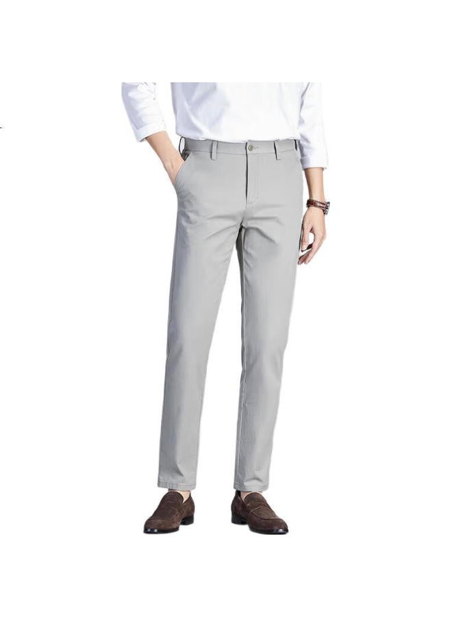 FIRS Men'S Casual Pants Comfortable High Cotton Elasticity Autumn Business Casual Solid Color Zipper Straight Tube Men'S Trousers Long Pants - Image 3