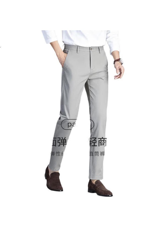 FIRS Men'S Casual Pants Comfortable High Cotton Elasticity Autumn Business Casual Solid Color Zipper Straight Tube Men'S Trousers Long Pants - Image 2