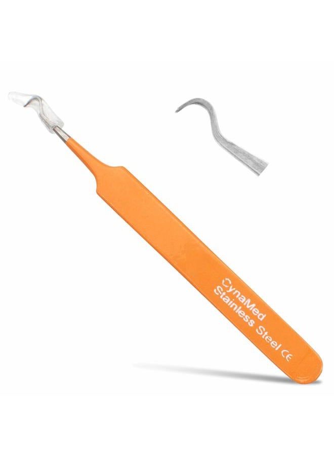 CYNAMED Blackhead Tweezer - Professional Curved Steel Tip Surgical Comedone & Splinter Extractor. Ideal Blemish & Acne Remover Tool Means Flawless Facial Skin (Orange) - Image 1