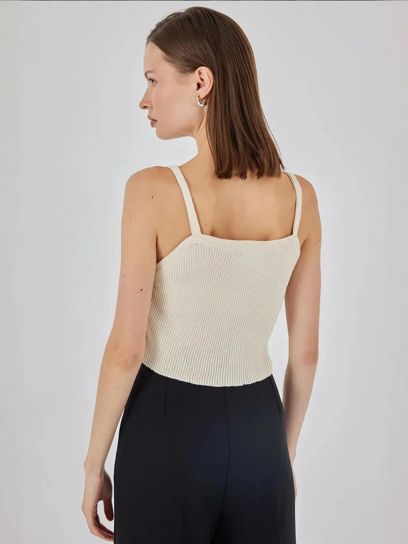 BIG DART BDART Square Collar Ribbed Knit Crop Top