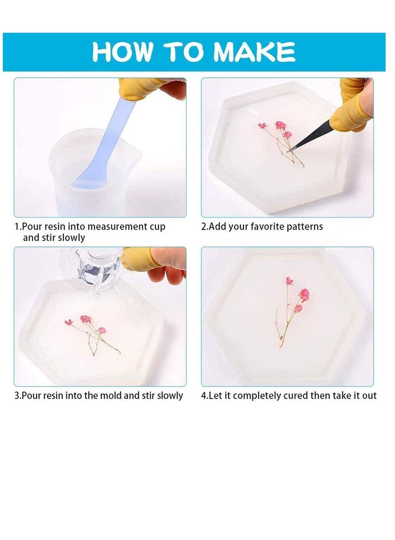 5 Pack Silicone Coaster Moulds for Hexagon Square Round Shapes DIY Craft Kit Transparent Epoxy Resin Moulds - Image 5