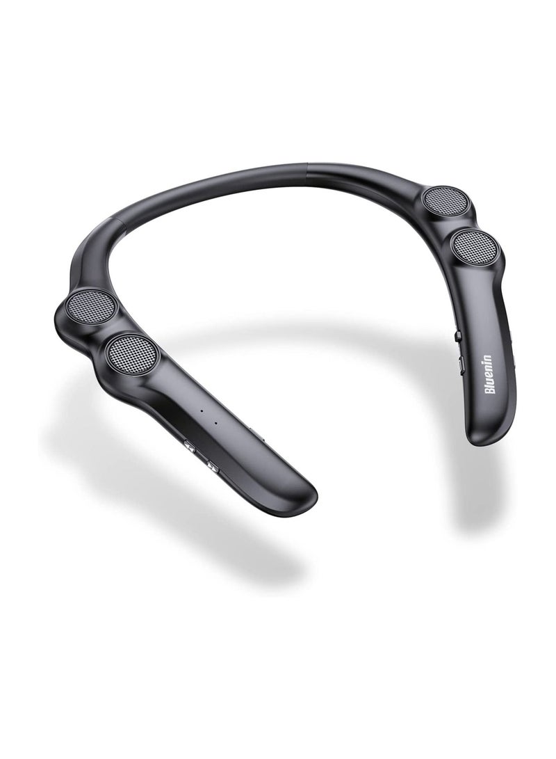 Captaintech Portable Neckband Bluetooth Speakers，Portable Bluetooth Speakers Wearable Wireless Speaker  3D Surround Sound Stereo Personal Sport Speaker with Mic for Home and Outdoor (Black) - Image 1