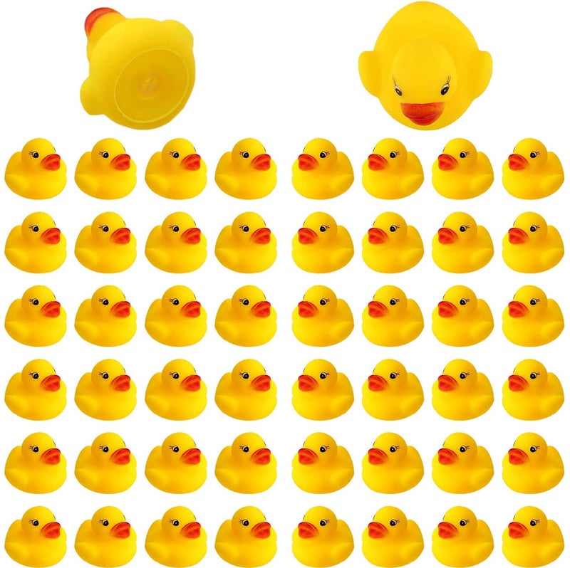 SAVITA 50pcs Rubber Ducky Bath Toy for Kids Float and Squeak Mini Small Yellow Ducks Bathtub Toys for ShowerBirthdayParty Supplies35353cm141412inch