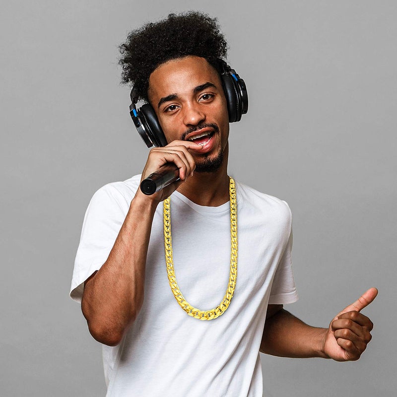 Gejoy 4 Pieces Fake Gold Chains Stainless Steel Chunky Necklace Faux 80s, 90s Gold Chain for Hip Hop Rapper Party Favors, 8 mm 24 Inch Long - Image 5